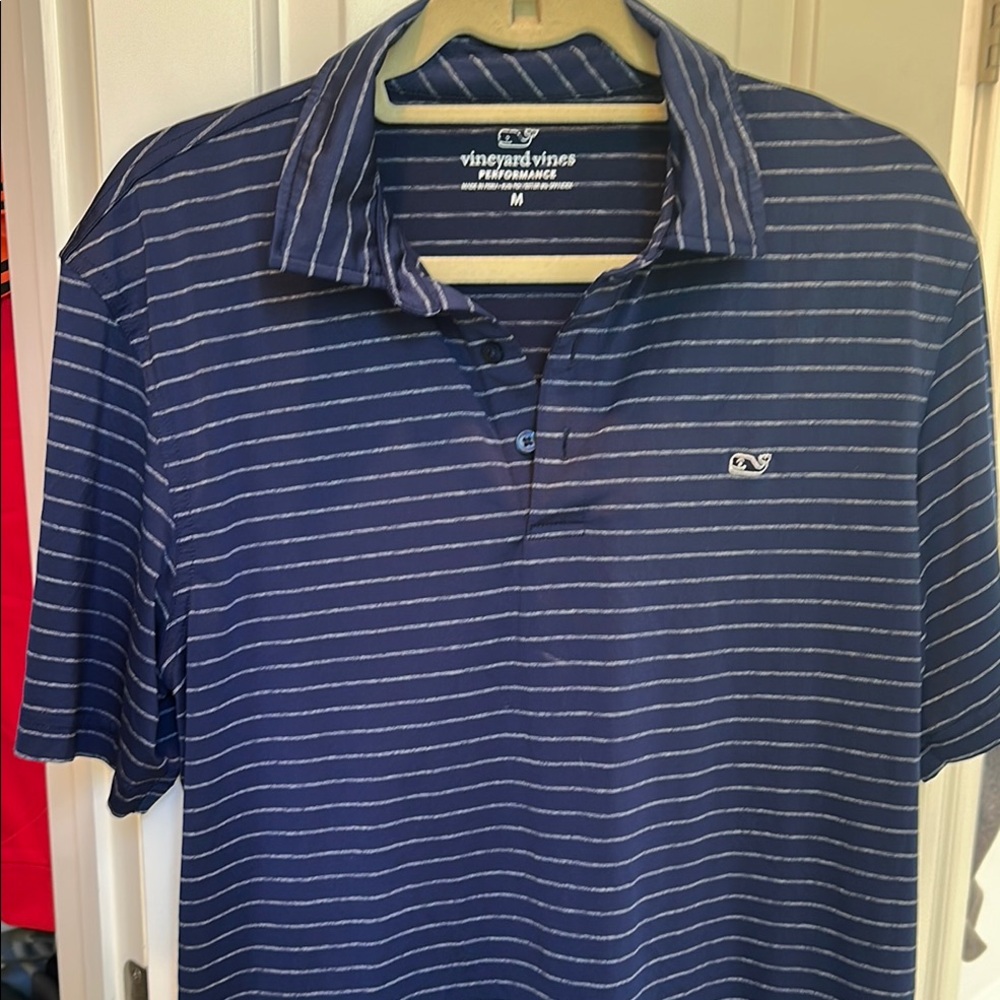 Vineyard Vines Classic Blue Polo with Stripes